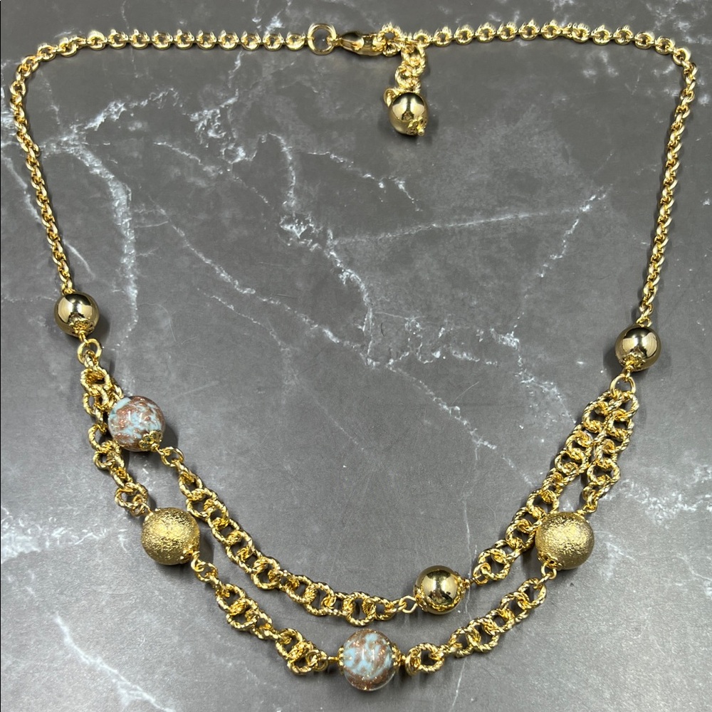 Vintage Italian Gold Toned Costume Necklace